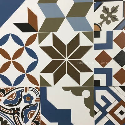 Blue Mix Multicolor Encaustic Art Pattern Warm Style Rustic Floor and Wall Tiles