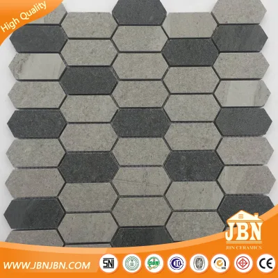 Grey Mix Color Processing Hexagon Porcelain Tile Mosaic for Bathroom Shower Wall Tile (W955013)