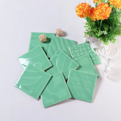 4X4 Inch Glossy Green Pattern Wall Tiles Wholesale Factory Bathroom Tiles