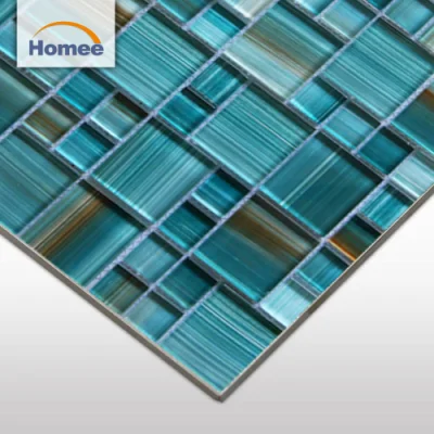 Crystal Hand Painted Swimming Pool Tile Glass Mosaic Navy Blue