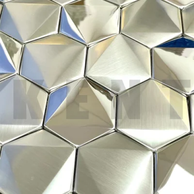 Hexagon Stainless Steel Metal Mosaic Tiles for Wall Decoration