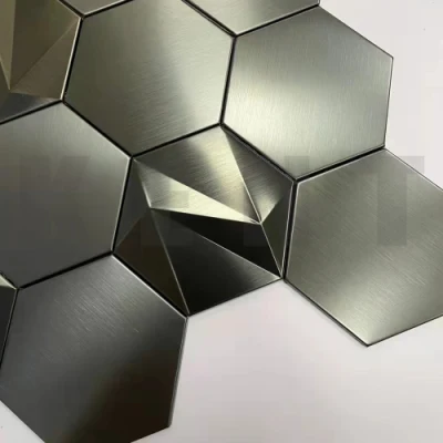 Hexagon Stainless Steel Metal Mosaic Tiles for Wall Decoration