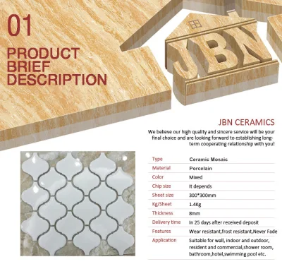 Lantern Shape Cream Color Ceramic Handmade Mosaic (C555010)