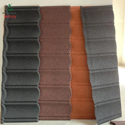 Botswana Aluminum Zinc Sand Coated Steel Corrugated Sheet Stone Coated Metal Roofing Tiles Made in China