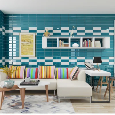 Latest 75X300mm Various Colors Ceramic 3D Beveled Glossy Subway Wall Tile for Bathroom and Kitchen