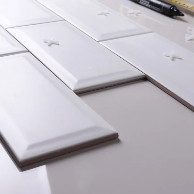 Super Black and White 3X6 Inches Bathroom Kitchen Beveled Glazed Ceramic Subway Wall Tile and Floor Tile