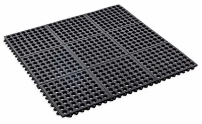 3X3FT Work Safe Kitchen Restaurant Drainage Holes Commercial Interlocking Rubber Mat Tile