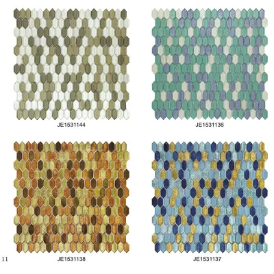 Hexagon Glass Wall Mosaic for Shower Bathroom Kitchen Decoration Tiles