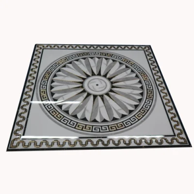 2023 Luxury Golden Black Glossy Polished Porcelain Tile Traditional Pattern Gold Plated Tile Carpet Puzzle Deco Wall Floor Tiles