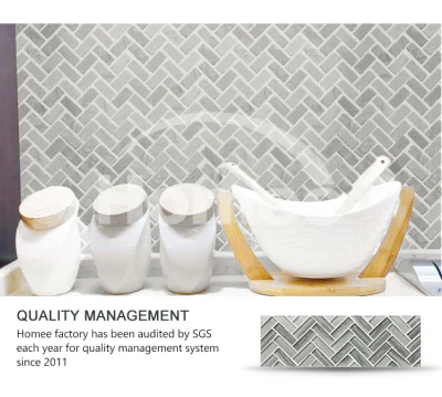 Wood Grey in Herringbone Inkjet Printing Glass Tile Mosaic Wall Backsplash