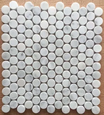 Low Price Selling Carrara White Penny Round Mosaic Marble Tile for Interior Floor and Wall, Bathroom and Shower