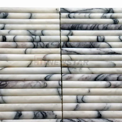 Natural Travertine Concave Tiles Living Room Wall Beige Marble Kitchen Lsland Platform Carved Fluted Carrara Marble Tiles