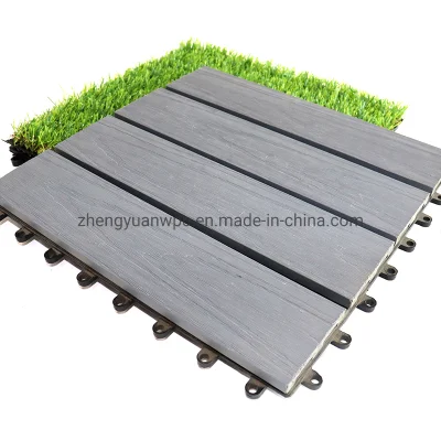 China Wholesale Price Composite Engineered Flooring Tile Waterproof UV Proof DIY WPC Wood Plastic Composite Decking Tiles for Balcony Garden Roof