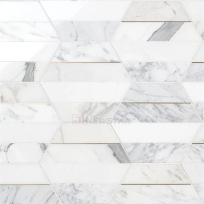 Luxury Hexagon Marble Tile Natural Crystal White Stone Mosaic Greece Thassos White Marble