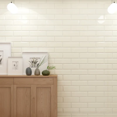 Latest 75X300mm Various Colors Ceramic 3D Beveled Glossy Subway Wall Tile for Bathroom and Kitchen