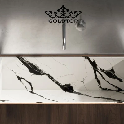 Artificial Marble Look 3200X1600mm Polished Calacatta Prada Quartz Floor Tiles for Kitchen Countertop/Bathroom Vanitytop/Wall/Floor Tiles