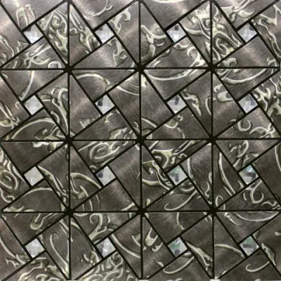 Peel and Stick Tile Backsplash Stick on Kitchen Wall Decor Aluminum Surface Metal Mosaic Wall Sticker
