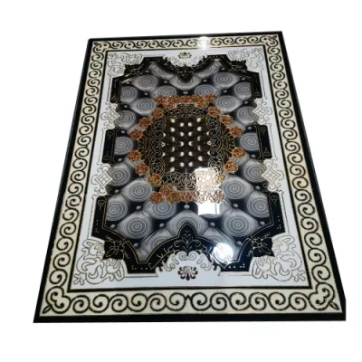 Fashion Design Crystal Surface Polished Decorative Golden Carpet Porcelain Floor Tile with Flower Texture for Villa House Hotel