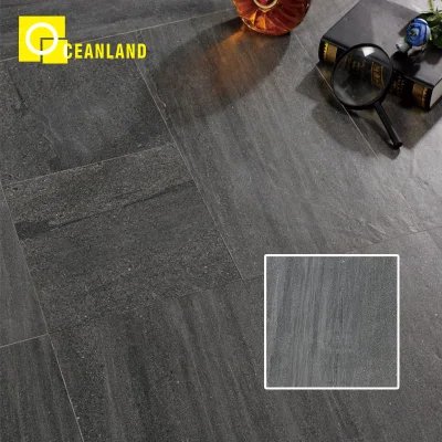 Dark Grey Wood Look Glazed Cement Porcelain Floor Tiles