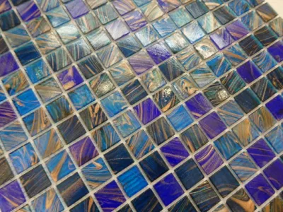 Symphony Navy Blue Iridescent Home decoration Design Element Colorful Swimming Pool Tile Glass Mosaic Manufacturer