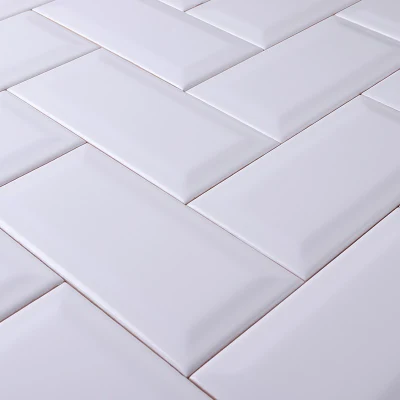 Super Black and White 3X6 Inches Bathroom Kitchen Beveled Glazed Ceramic Subway Wall Tile and Floor Tile