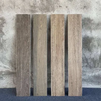 Wood Plank Look Porcelain 15X80 Grey Wooden Glazed Ceramic Floor Tiles Factory