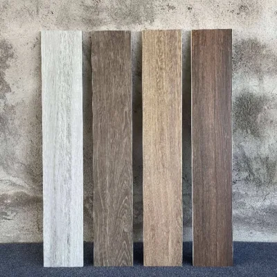 Wood Plank Look Porcelain 15X80 Grey Wooden Glazed Ceramic Floor Tiles Factory