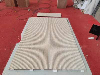 Customized Stone Wall Stone Cladding Marble Wall Tiles Indoor Home Fluted Marble Tiles Beige Simple Style Fluted Travertine Tile Bathroom