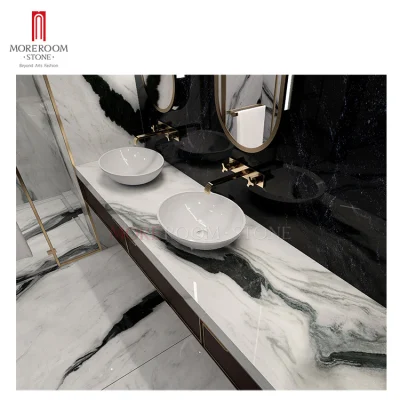 Ultra Extra Panda White Marble Effect Big Size Large Format Tile Porcelain Slab Artificial Sintered Stone for Bathroom Flooring and Wall Decor