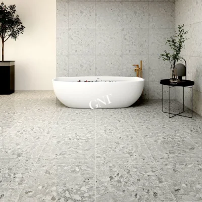 China Foshan Factory Wholesale Low Price 60X60 Terrazzo Tiles Polished Porcelain Dark Gray Floor Tiles 60X60
