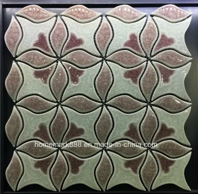 Kitchen Bathroom 1X2 Brick Green Pink Beige Ceramic Crackle Glass Mosaic Tile
