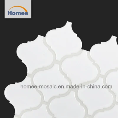 Lantern Design White Glossy Surface Porcelaine Mosaic Tile for Kitchen Backsplash