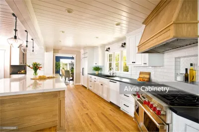 Natural Oak Wood Kitchen Cabinet with White Lacquer Finish Wall Cabinet