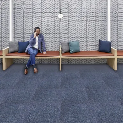 50*50cm Commercial PVC Carpet Texture Solution Dyed Nylon Office Carpet Tiles