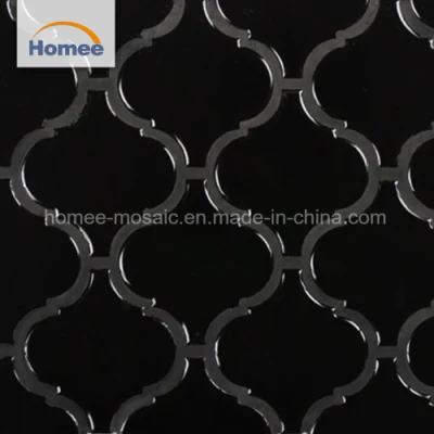New design Decoaration Black Glossy Arabesque Mosaic Tile Lantern Mosaic
