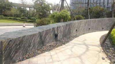 China Cheap Black Slate Culture Stone Tile for Decorative Exterior Wall Cladding Panels