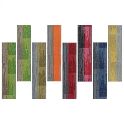 China Custom Colorful OEM&ODM Cushion Backed Carpet Tile Luxury Commercial Anti Static Washable Carpet Tiles Children Floor Office Carpet Tiles in 25*100 Cm