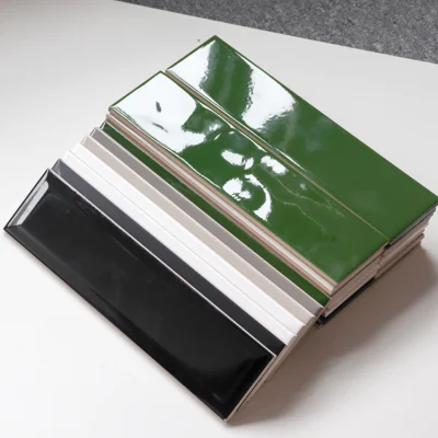 Latest 75X300mm Various Colors Ceramic 3D Beveled Glossy Subway Wall Tile for Bathroom and Kitchen
