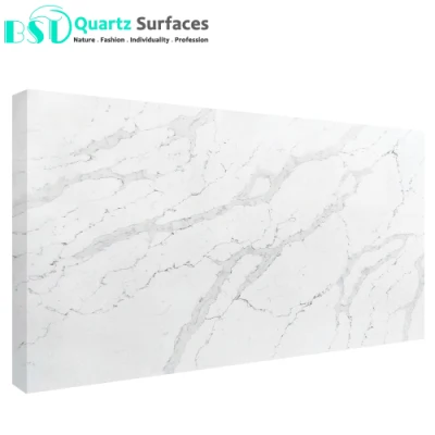 Marble Effect White Calacatta Quartz Stone Slab