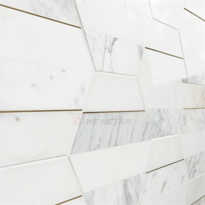 Luxury Hexagon Marble Tile Natural Crystal White Stone Mosaic Greece Thassos White Marble