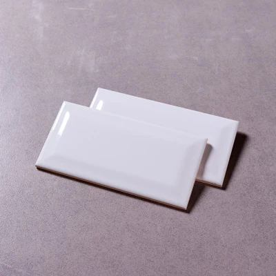 Super Black and White 3X6 Inches Bathroom Kitchen Beveled Glazed Ceramic Subway Wall Tile and Floor Tile