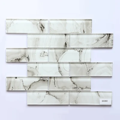 Luxury Glass Mosaic Border Tile Backsplash Peel and Stick for Kitchen and Bathroom Walls