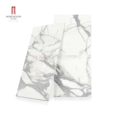 Home Decoration Polished Calacatta White Grey Veins Marble Vitrified Tile 1200X2700