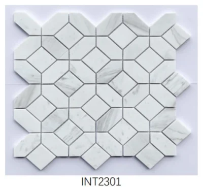 China Foshan Supplier Rosa Norwegian Pink Feather Plumage Shape Polished Marble Mosaic Kitchen Backsplash Bathroom Wall Tiles