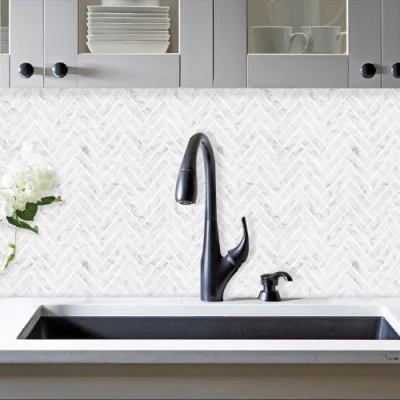 Simple Marble Mosaic Stone Mosaic Fishbone Bathroom Bar Background Wall Tile Swimming Pool Marble Mosaic Tile