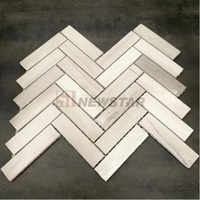 Simple Marble Mosaic Stone Mosaic Fishbone Bathroom Bar Background Wall Tile Swimming Pool Marble Mosaic Tile