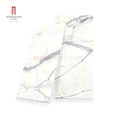 Home Decoration Polished Calacatta White Grey Veins Marble Vitrified Tile 1200X2700