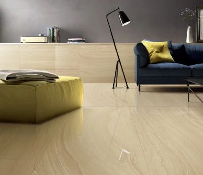 600X1200mm Low Water Absorption Yellow Marble Look Porcelain Tile