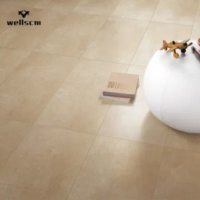 Plain Ivory Colored Vitrified Soluble Salt Polished Porcelain Floor Tile 60X60 for Living Room and Hotel