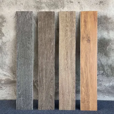 Wood Plank Look Porcelain 15X80 Grey Wooden Glazed Ceramic Floor Tiles Factory